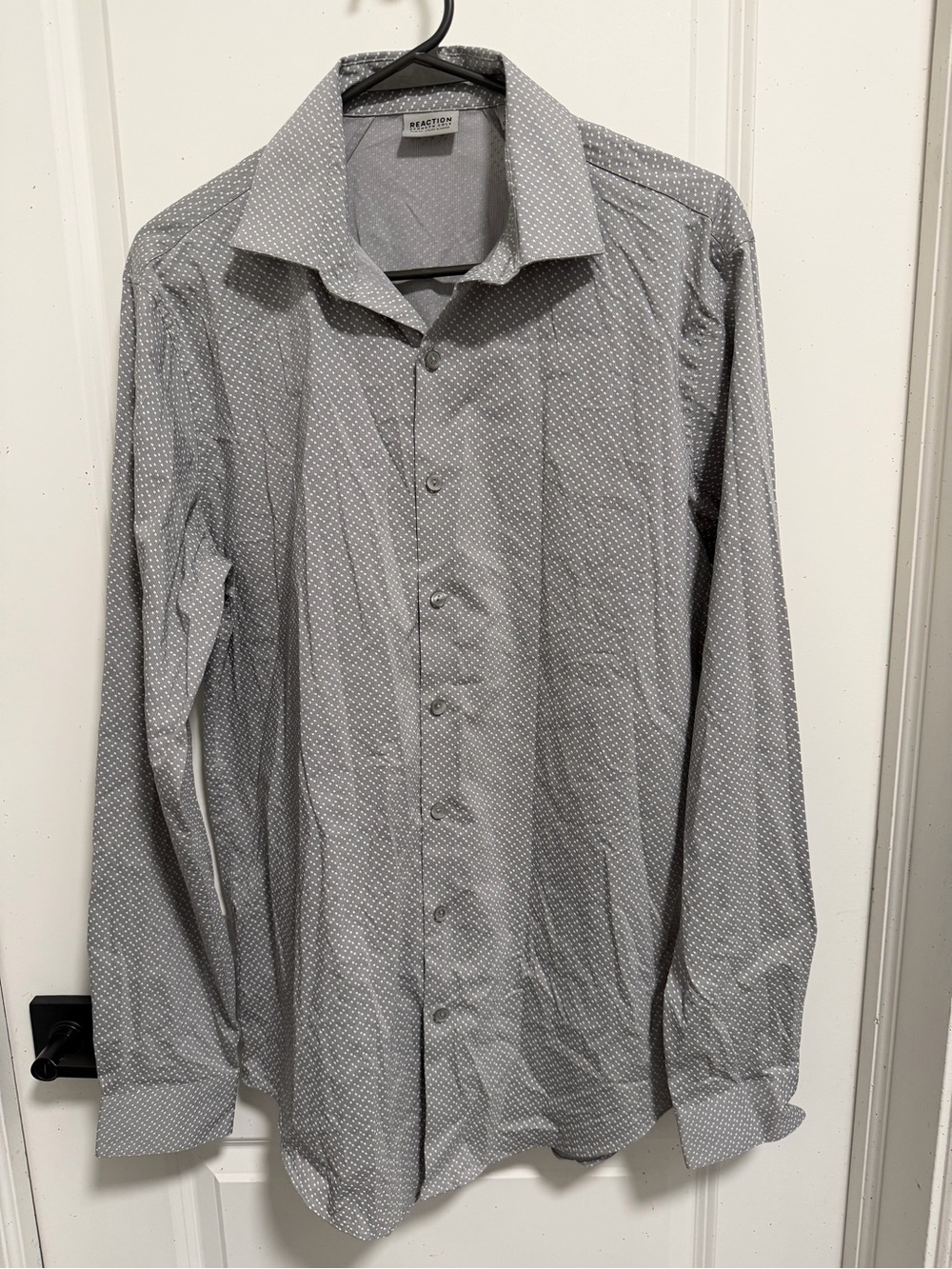 Kenneth Cole Reaction Light Gray Microprint Men's Dress Shirt